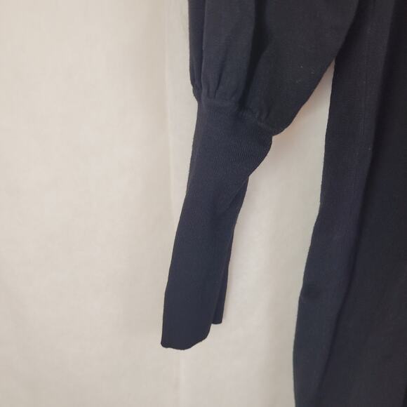 Minnie Rose black puff sleeve sweater dress Size Small Minimal Clean Girl - Picture 5 of 9